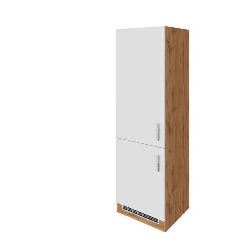 Kühlschrank-Umbauschrank Kombi B: 60 cm Weiß/Eiche Dekor