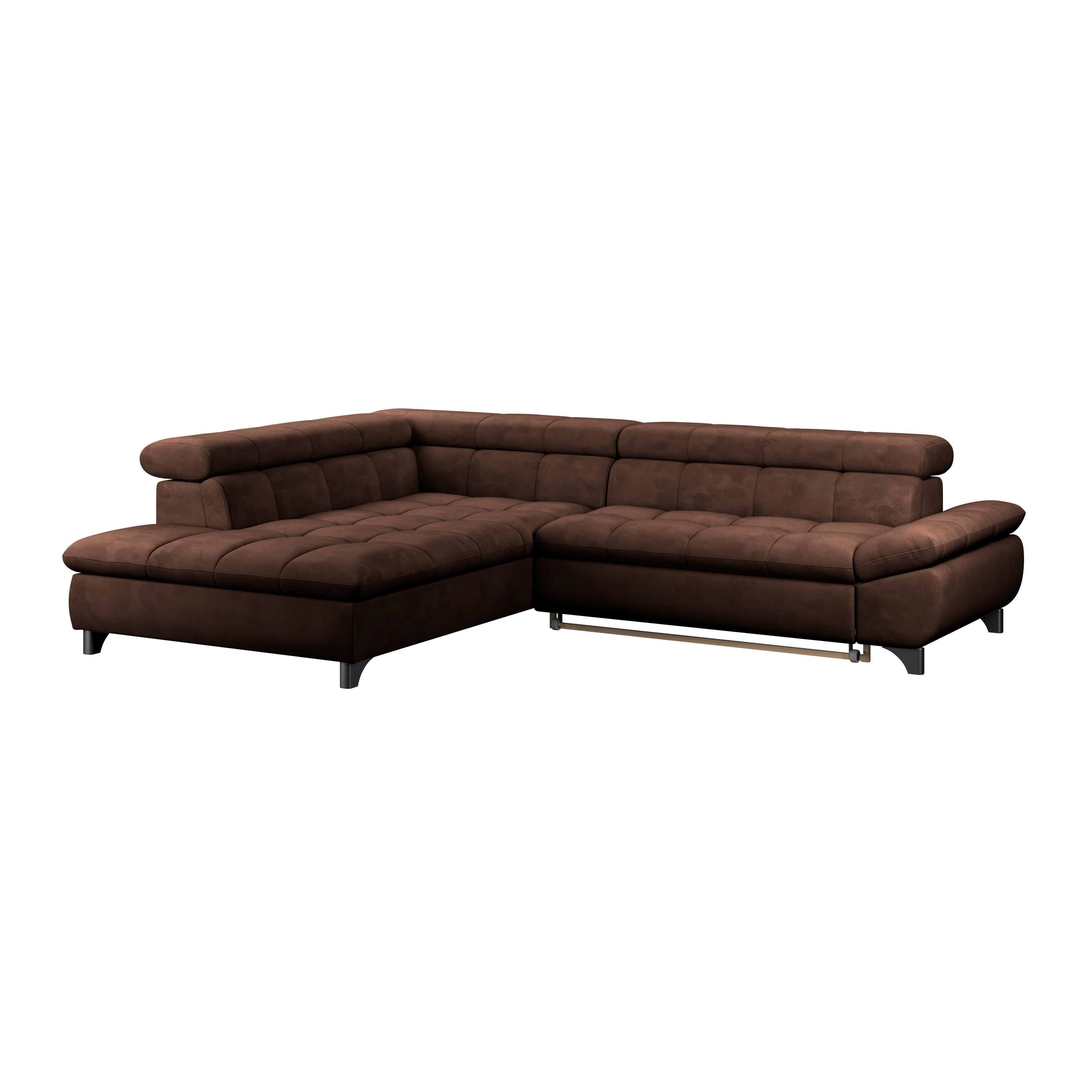 Eckbank Gemini Braun, B: 234cm - Chromfarben/Braun, KONVENTIONELL, Textil (234/312cm)