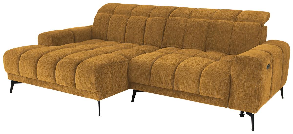 Rohová sedačka LAYA, levá, hořčicově žlutá žinylka KANSAS - hořčicově žlutá, Moderní, textil (155/250cm) - Premium Living