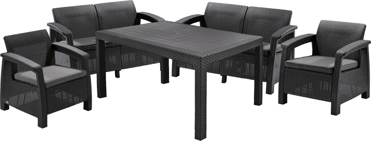 Kerti Garnitúra Corfu Fiesta - grafitszürke, műanyag (128/79/70cm) - Best Price
