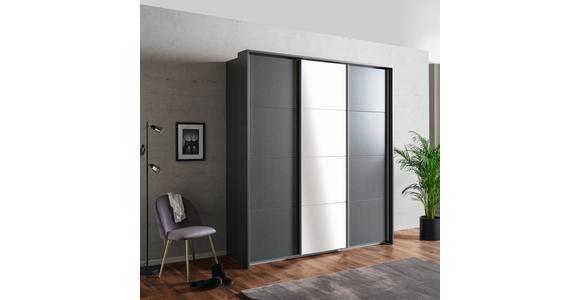 Schwebetürenschrank mit Spiegel B: 203 cm Miami, Grau Metallic - Grau, MODERN, Holzwerkstoff (203/229/62cm) - Luca Bessoni