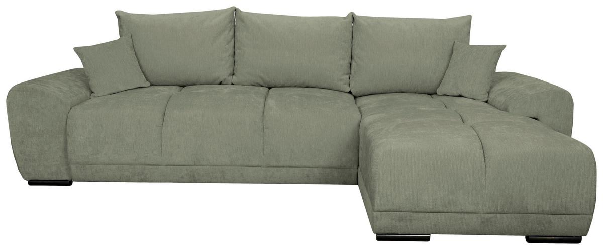 Rohová sedačka BONN, obojstranná,mätovozel.ženilka - čierna/mätovozelená, Modern, textil/plast (296/182cm)