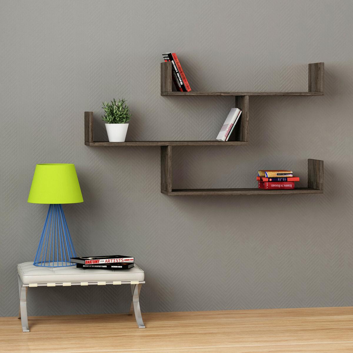 Wandregal Tibet Wandregal - Dunkelbraun, Design, Holzwerkstoff (120/67/22cm) - Livetastic