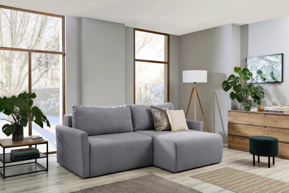 Ecksofa mit Schlaffunktion Sonos Silberfarben 228x146 cm - Ecru/Silberfarben, MODERN, Textil (228/146cm)