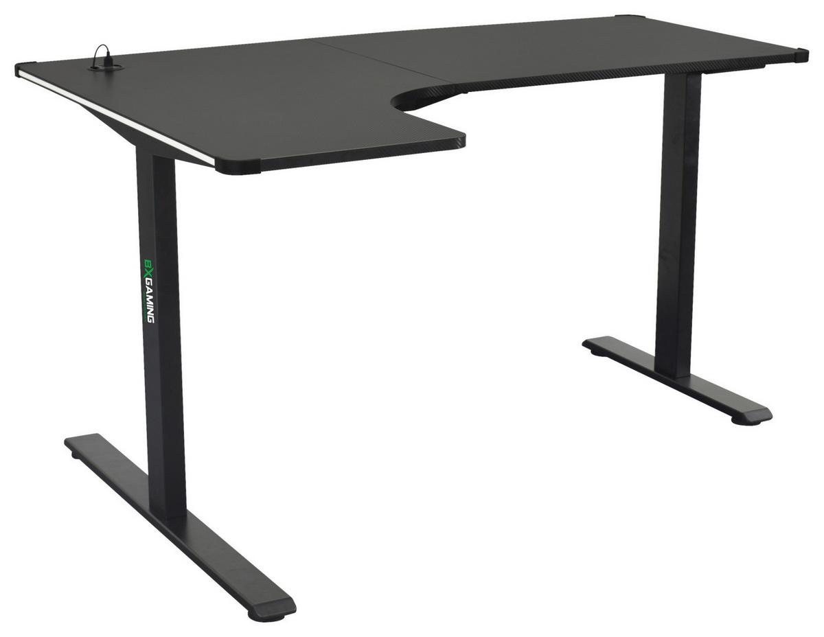 Herný stôl ZOCKER II - čierna, Modern, kov/kompozitné drevo (140/75/60-100cm) - Mömax