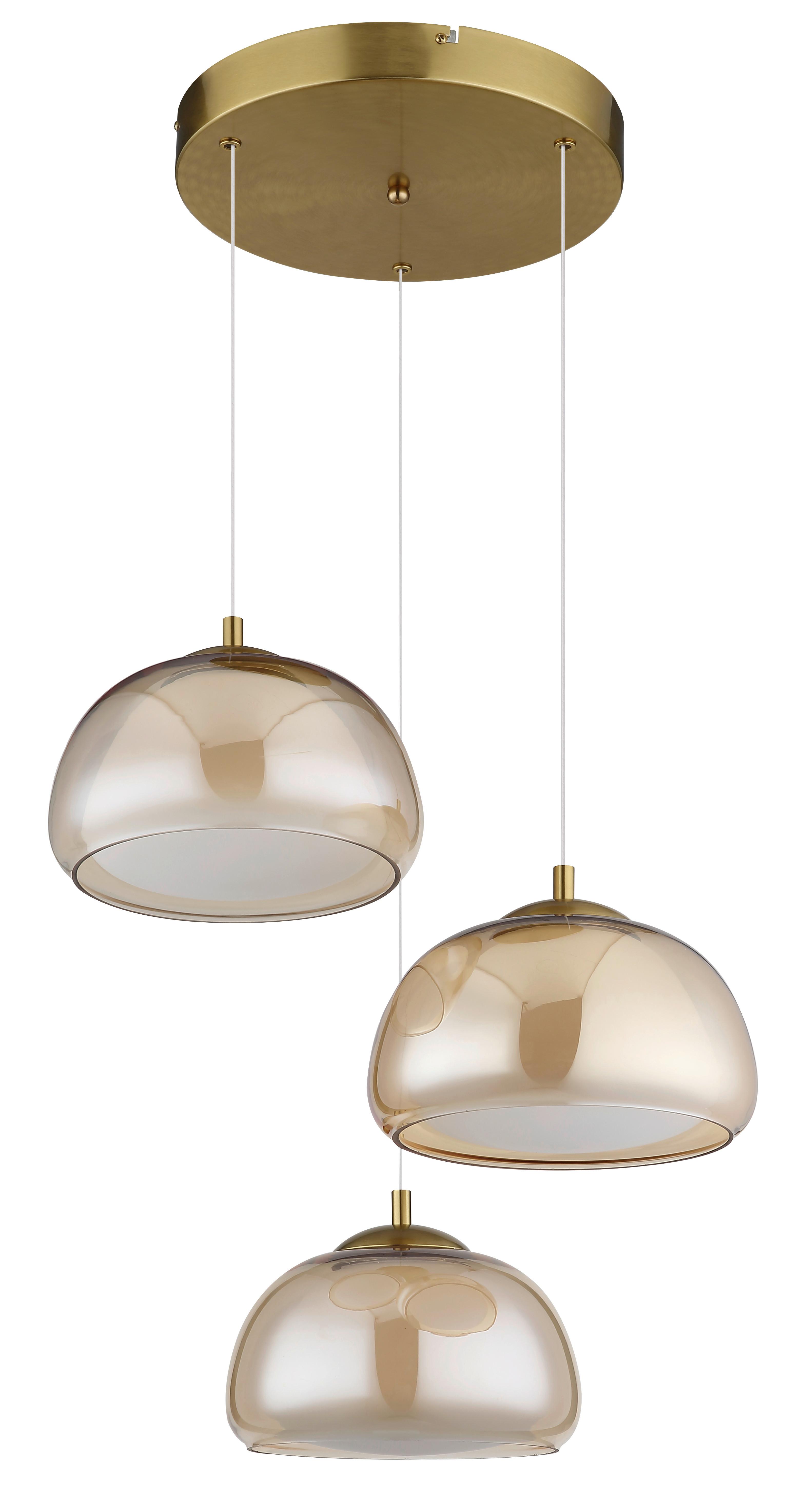 Hängeleuchte Avila Opal-/Farbglas ca. 50c150 cm - Transparent/Goldfarben, Design, Glas/Kunststoff (50/150cm) - Globo