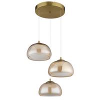Hängeleuchte Avila Opal-/Farbglas ca. 50c150 cm - Transparent/Goldfarben, Design, Glas/Kunststoff (50/150cm) - Globo