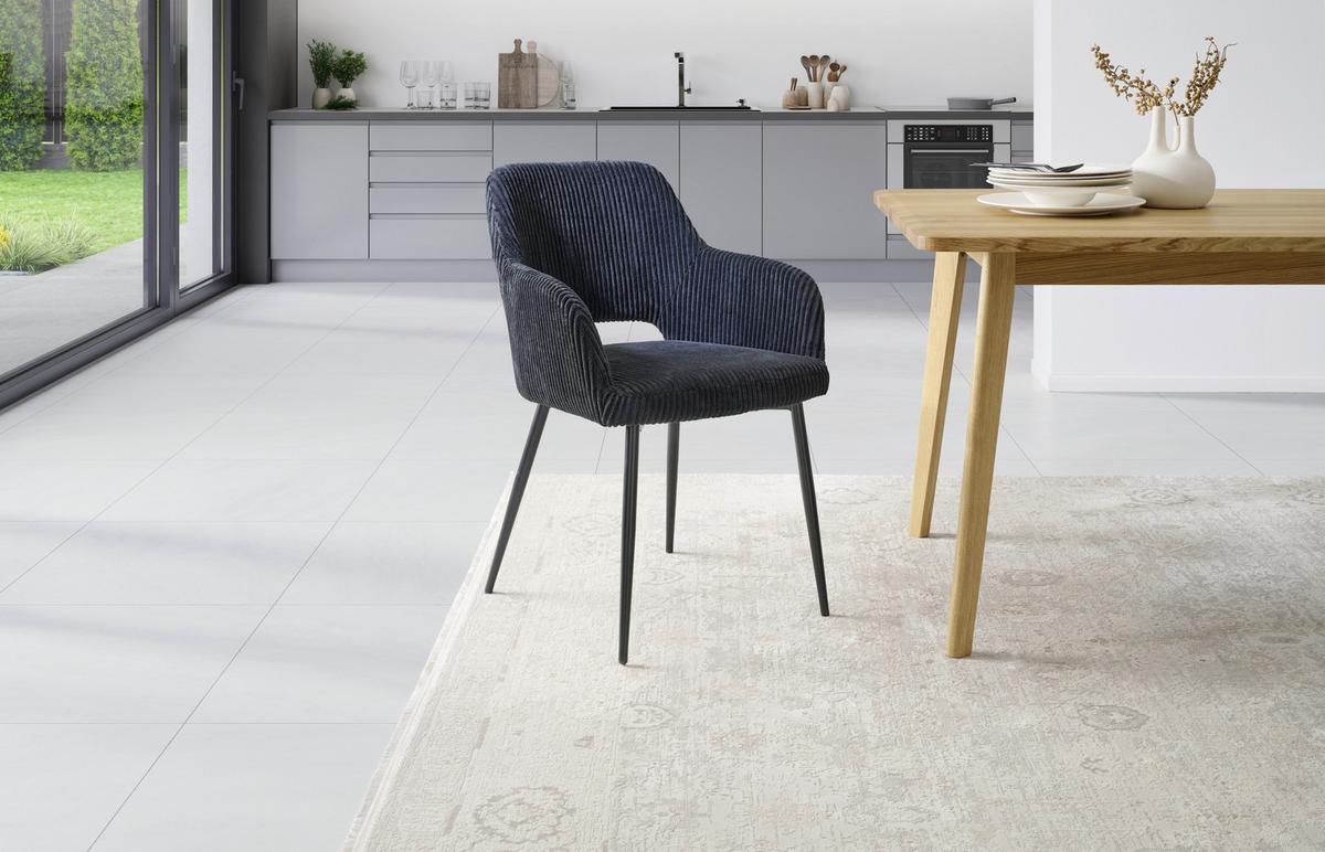 Armlehnstuhl Pina Cord Schwarz, B: 57 Cm - Schwarz, KONVENTIONELL, Holz/Textil (57/83.5/63cm) - MID.YOU