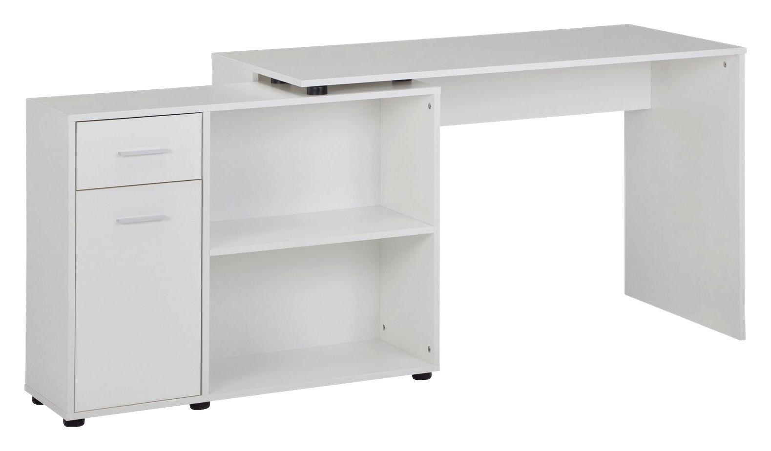 Rohový psací stůl Wohnling bílý - barvy stříbra, Moderní (106,5/120/75,5cm) - MID.YOU