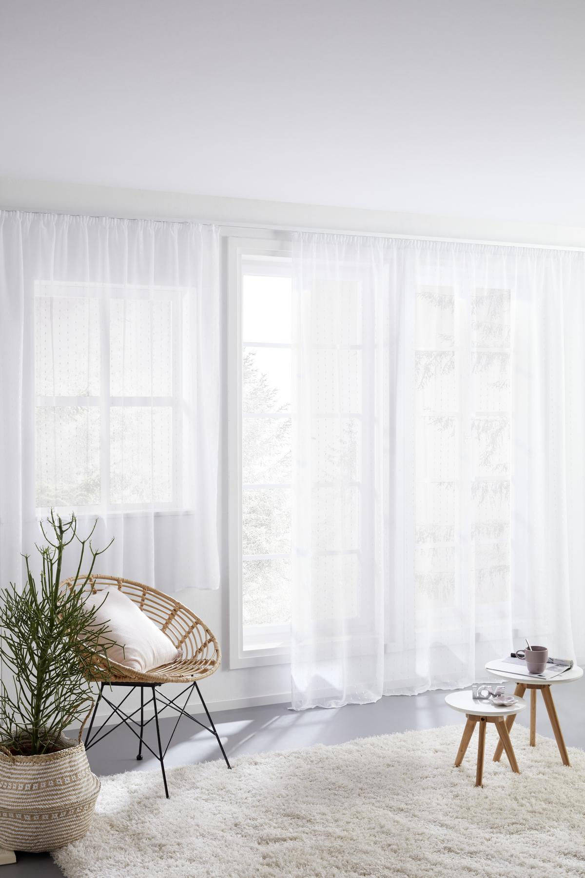 Kusová záclona Lisa store 2, 300/175cm - biela, Romantik / Landhaus, textil (300/175cm) - Modern Living