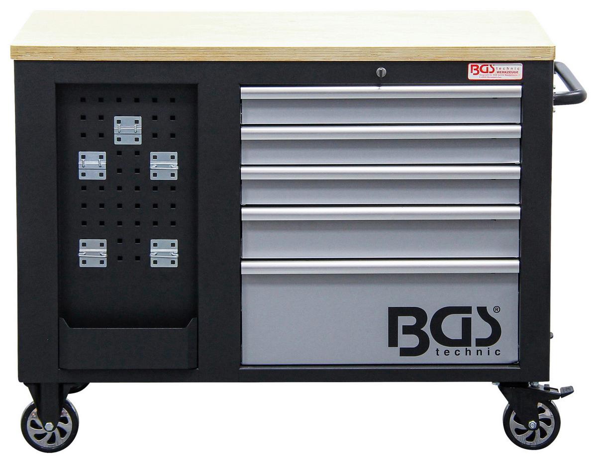 Werkstattwagen 10 Schubladen Schwarz/silberfarben B: 115 Cm - Silberfarben/Schwarz, Basics, Holz/Metall (115/88,6/74cm)