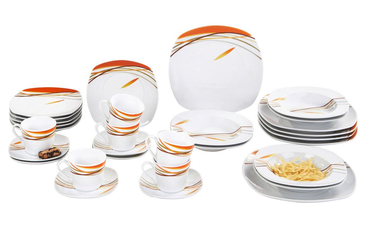 TASSENSET Grau Weiß 6-teilig 200 ml - Weiß/Grau, Basics, Keramik - Van Well