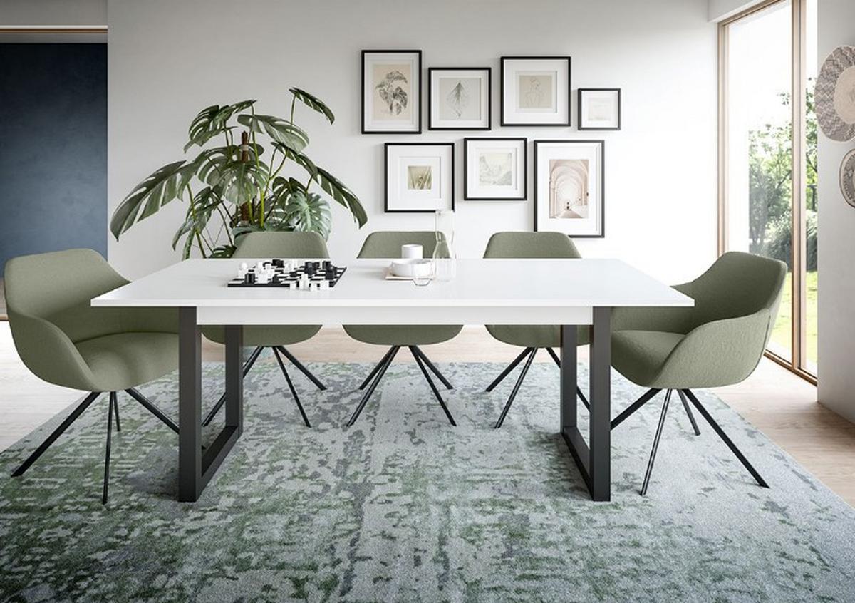 Esstisch Seattle Az Dekor Weiß, B: 150-190 cm - Anthrazit/Weiß, KONVENTIONELL, Holzwerkstoff (150-190/76/90cm) - MID.YOU