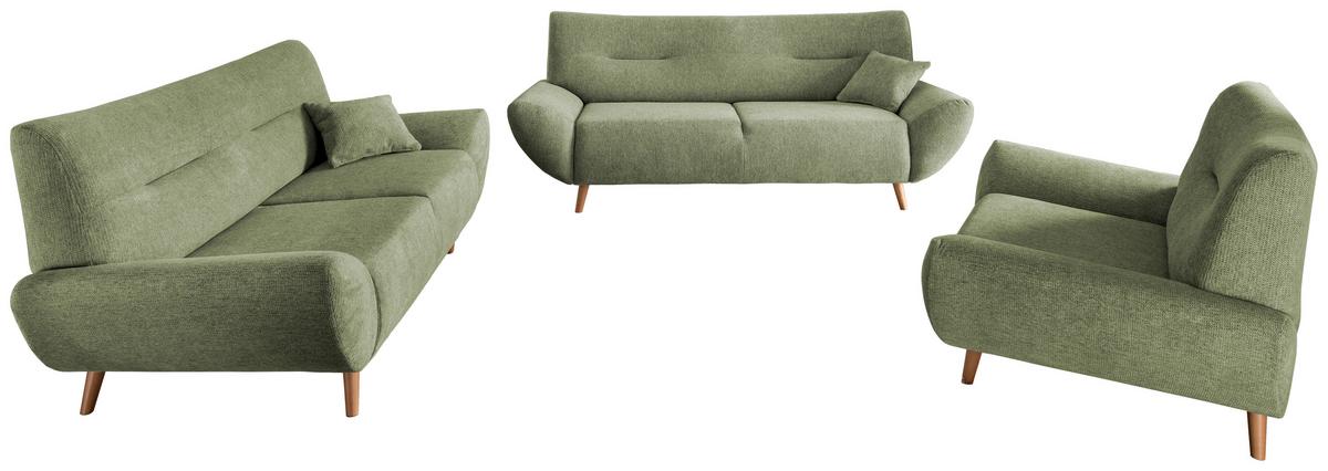 3-sitzer-sofa Drago Grün Zierkissen - Wildeiche/Grün, MODERN, Holz/Textil (205/81/90cm) - MID.YOU
