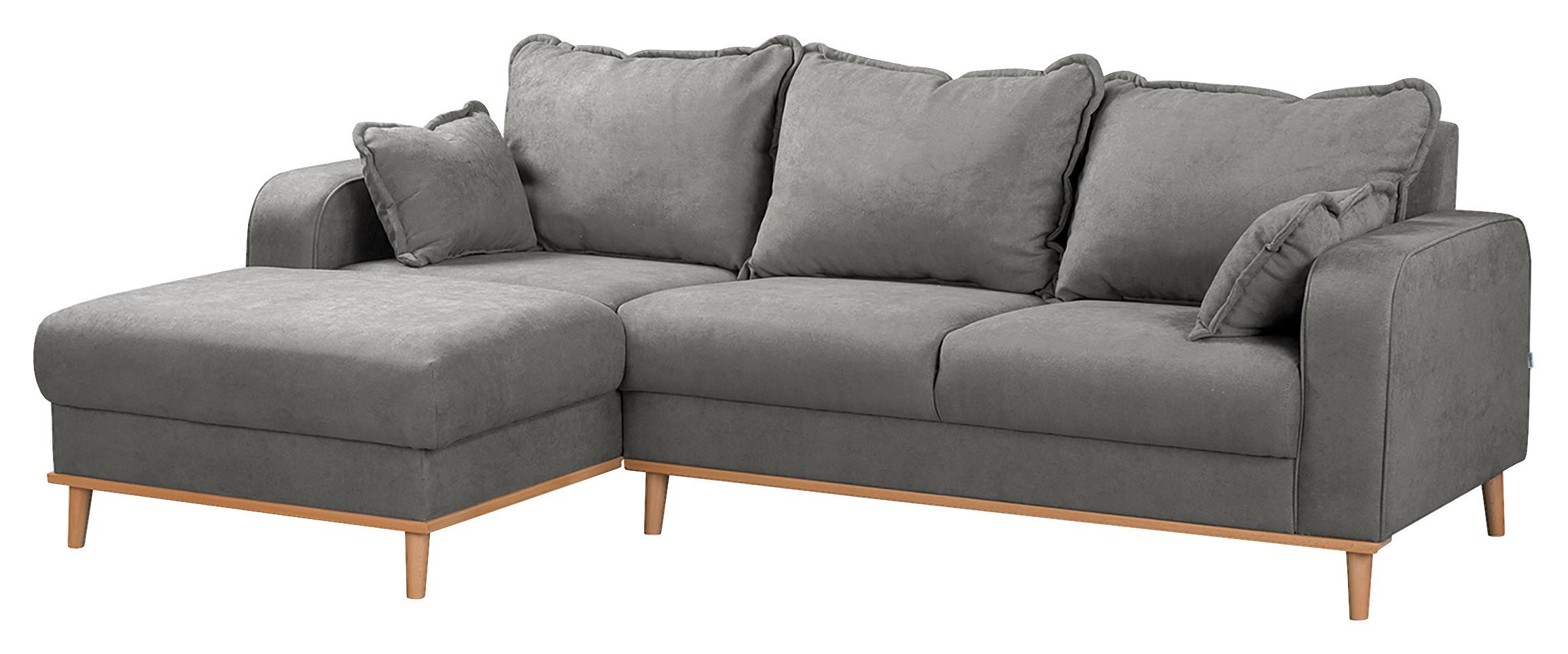 Ecksofa Beata Grau S: 150x230 cm - Wengefarben/Grau, Design, Textil (150/230cm) - Livetastic