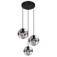 Hängeleuchte 15639-3h - Schwarz, Design, Kunststoff/Metall (47/120cm) - Globo