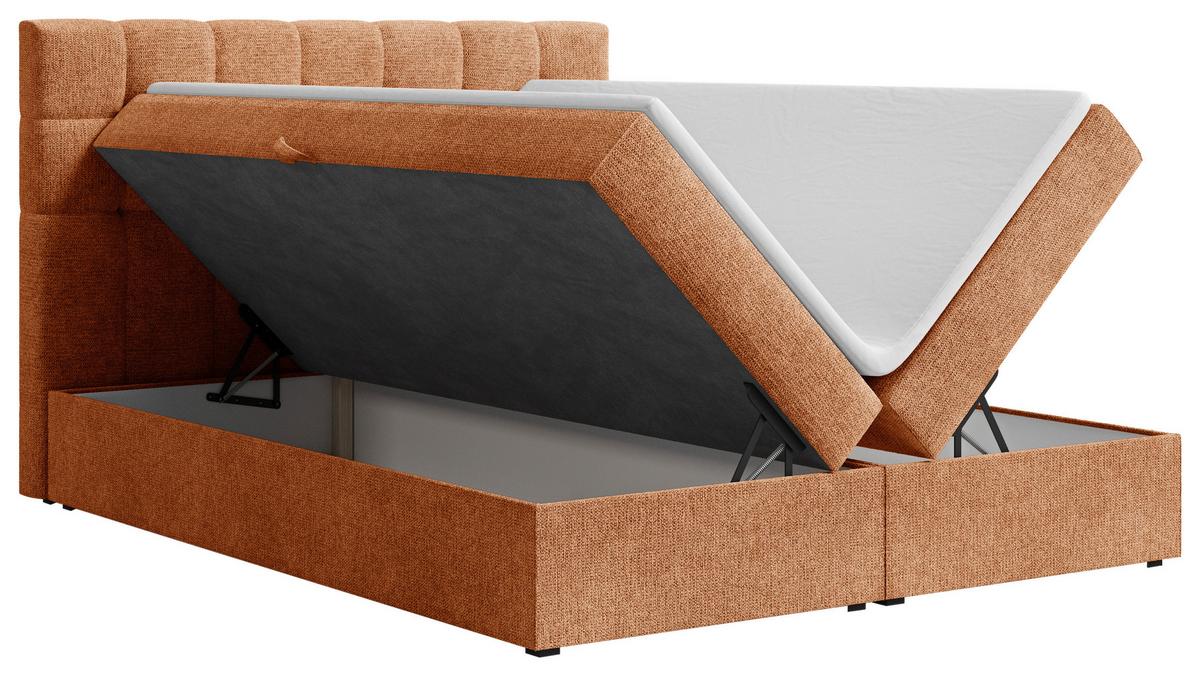 Boxbett Oslo mit Topper 140x200 - Schwarz/Kupferfarben, MODERN, Holz/Kunststoff (140/200cm) - Livetastic