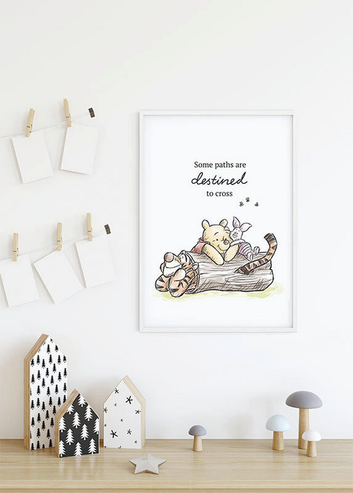 Kinderbild Winnie Pooh Blau, B/h: 30x40cm - Blau, Basics, Papier (30/40cm) - Disney