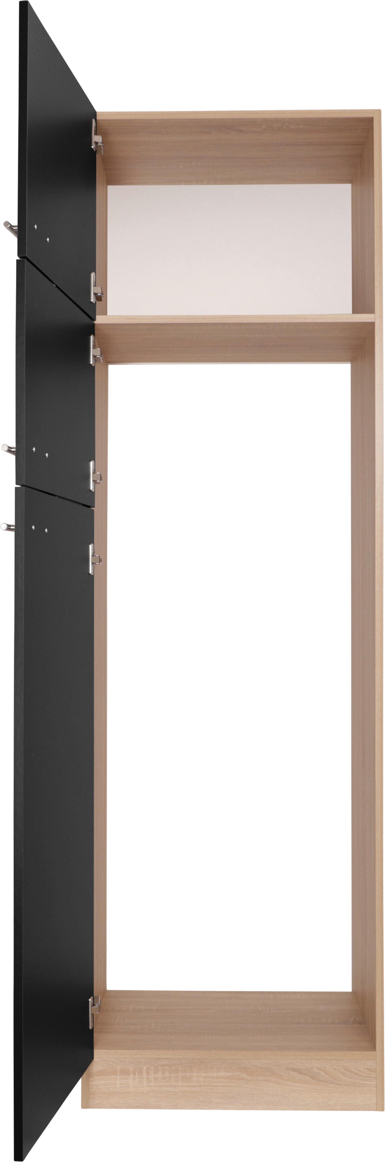 Geräteumbauschrank Merle Schwarz, Eiche Dekor B: 60 cm - Eichefarben/Schwarz, Basics, Holzwerkstoff (60/200/60cm) - Respekta