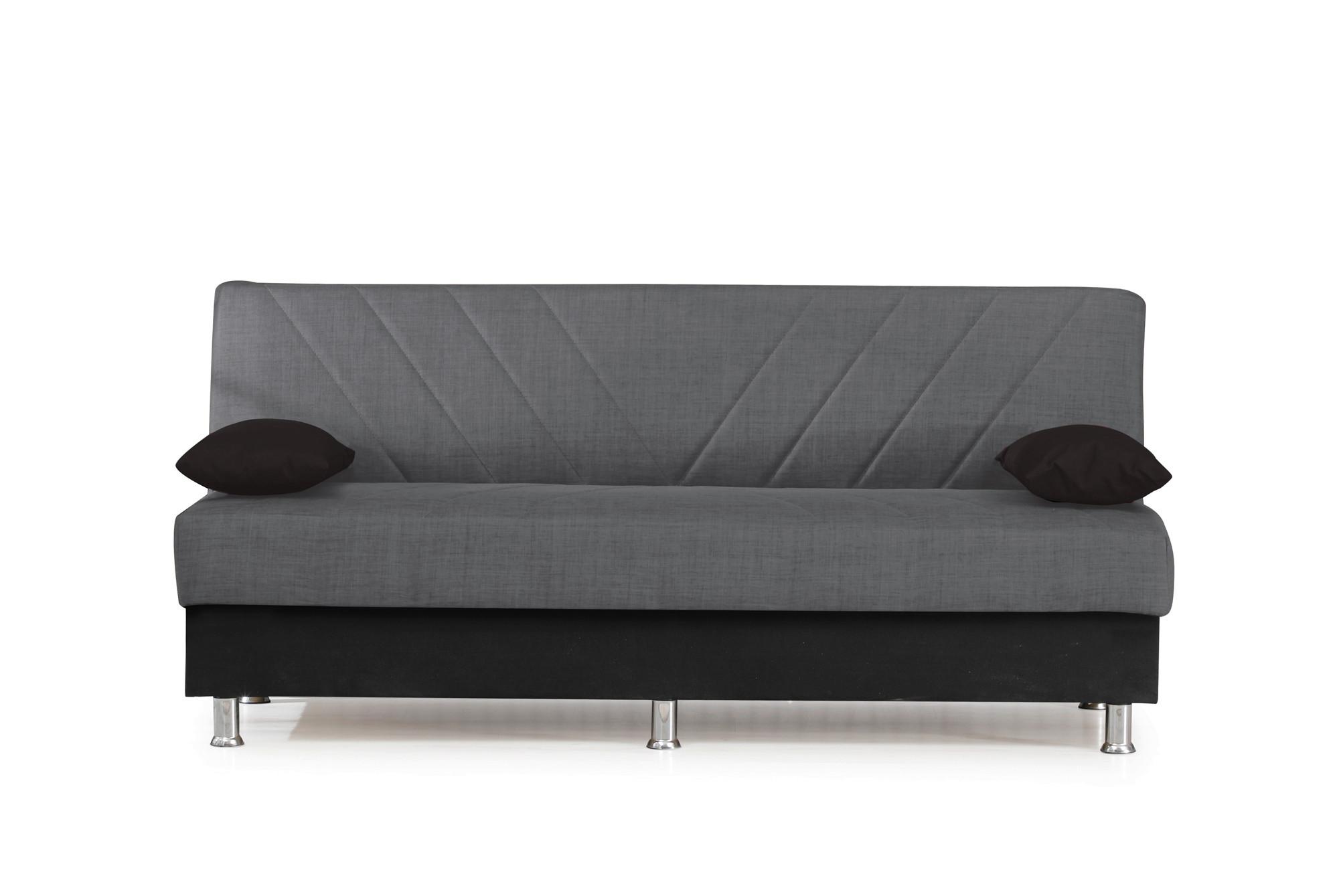 3-Sitzer-Sofa Freetown Mit Schlaffunktion Grau/Schwarz - Chromfarben/Schwarz, Design, Textil (190/82/82cm) - Livetastic