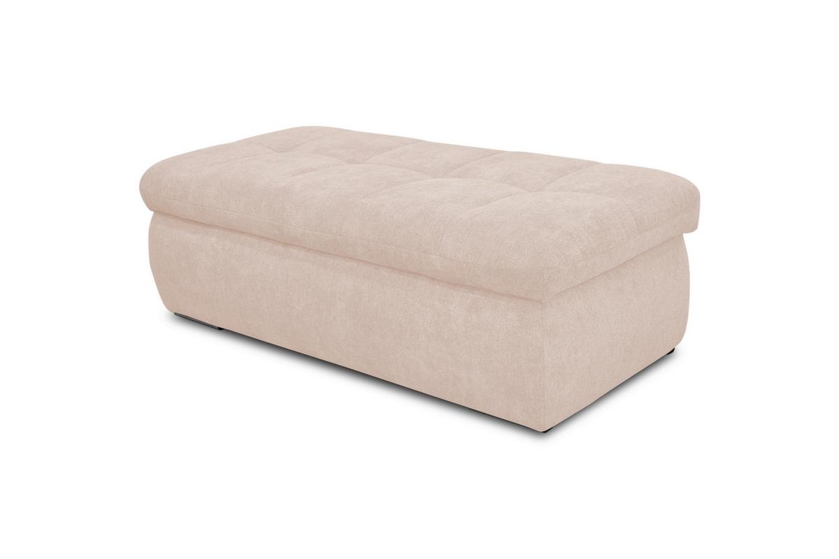 Hockerbank Moric Mikrofaser Beige H: 43 Cm Inkl. Stauraum - Chromfarben/Beige, KONVENTIONELL, Textil (136/43/64cm) - MID.YOU