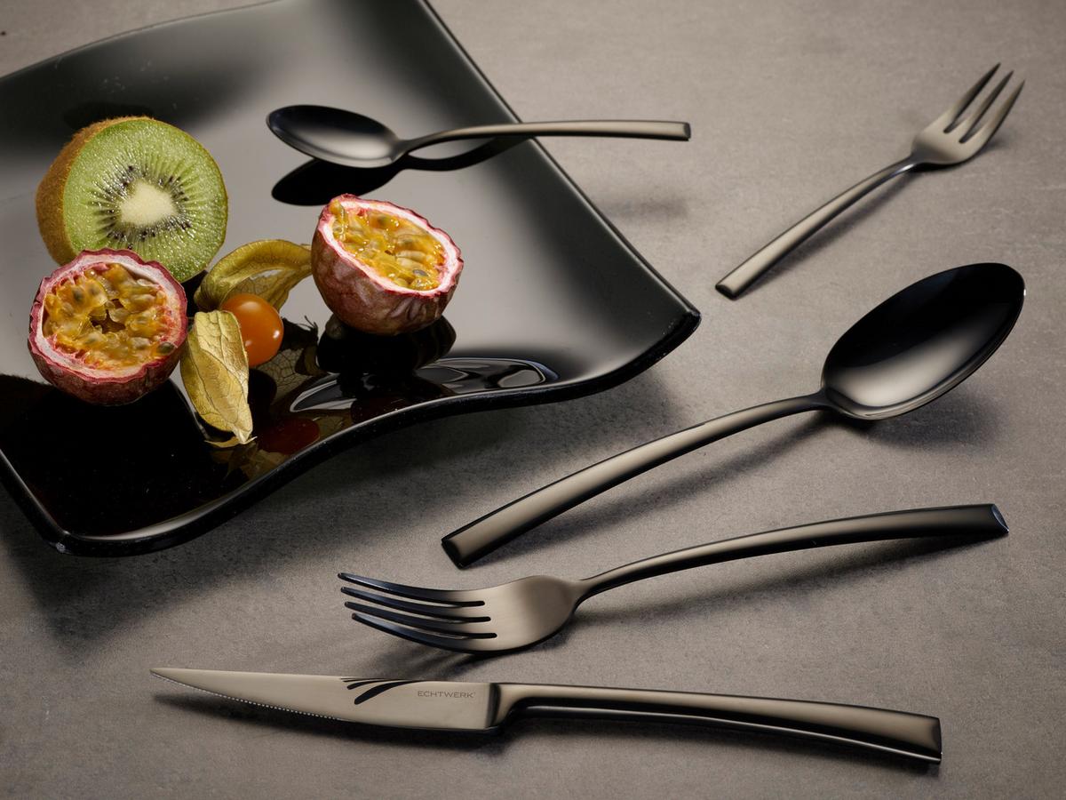 Besteckset Tafelbesteck Avelino - Schwarz Hochglanz, Design, Metall (35,5/25,5/5cm) - Echtwerk
