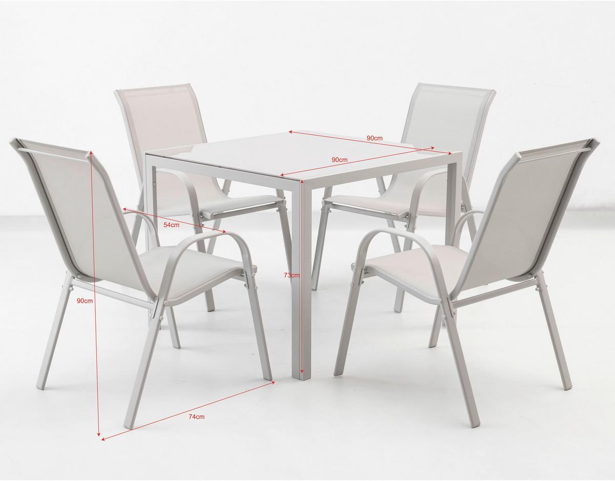 Gartenset Barcelona - Beige, MODERN, Glas/Textil - Beldano