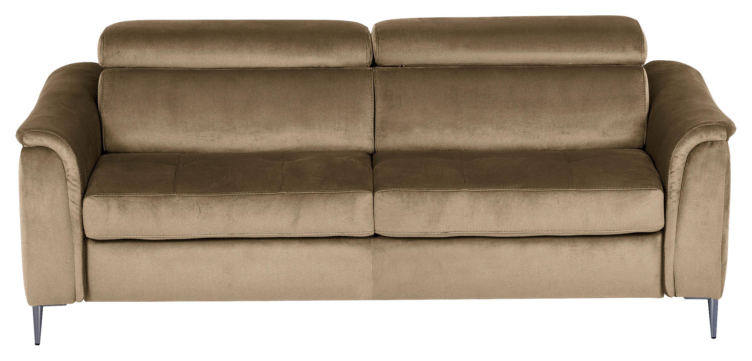 Schlafsofa Pafos Hellbraun B: 203 cm - Chromfarben/Hellbraun, Design, Textil (203/77-98/103cm) - MID.YOU