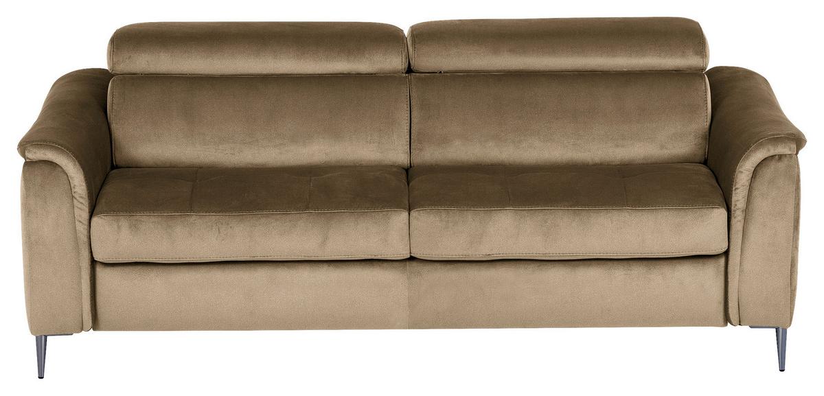 Schlafsofa Pafos Hellbraun B: 203 Cm - Chromfarben/Hellbraun, Design, Textil (203/77-98/103cm) - MID.YOU