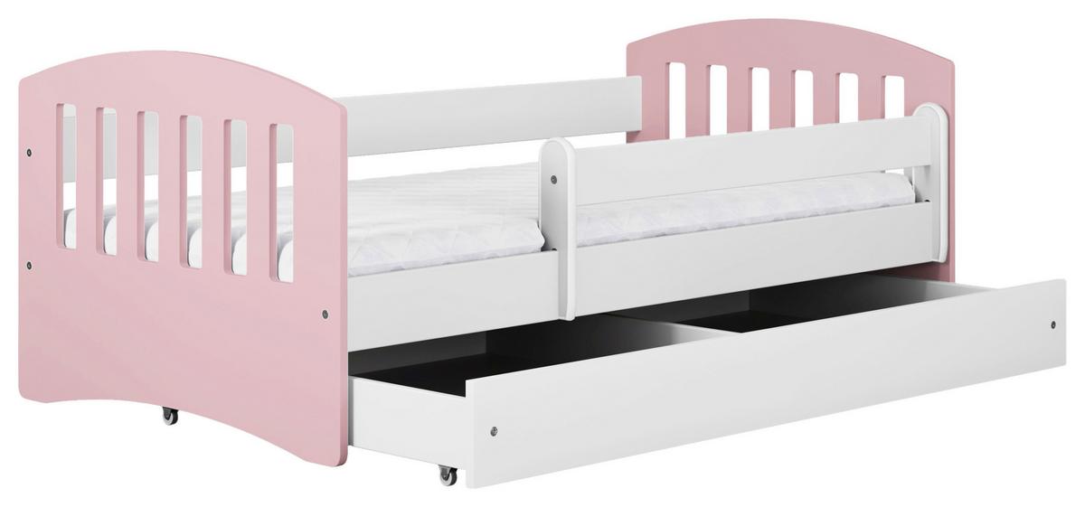 KINDER-/JUNIORBETT Classic Pink/Weiß 80x160cm - Pink/Birkefarben, MODERN, Holz/Holzwerkstoff (80/160cm) - MID.YOU