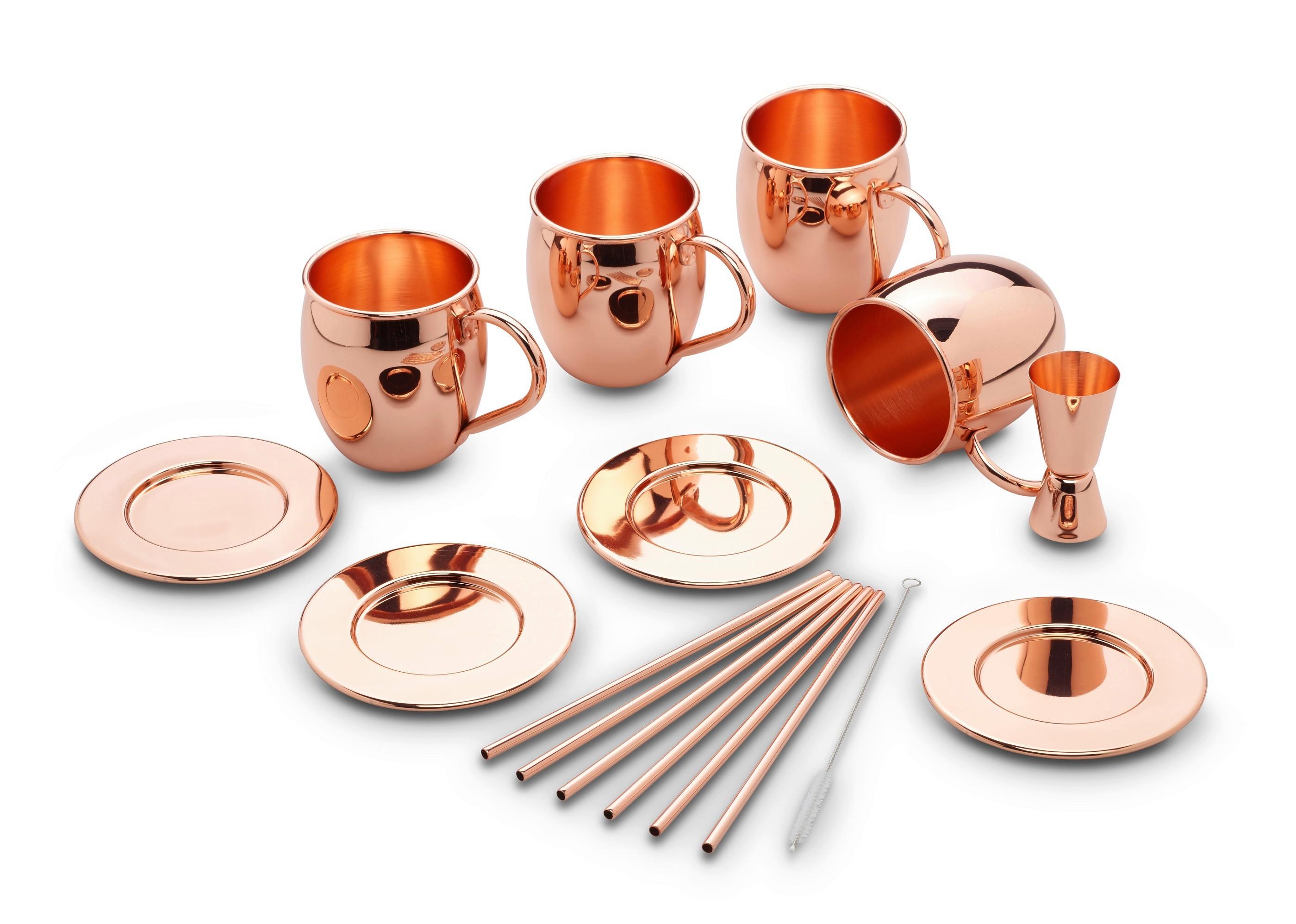 Moscow-mule-becher Echtwerk Kupferfarben, 13tlg. - Kupferfarben, Basics, Metall (13,5/13,5/9,3cm) - Echtwerk