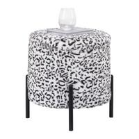 Leopardia taburetka LEO, biela/čierna umelá kožušina - čierna/biela, Lifestyle, kov/kompozitné drevo (38/43/38cm) - Mömax