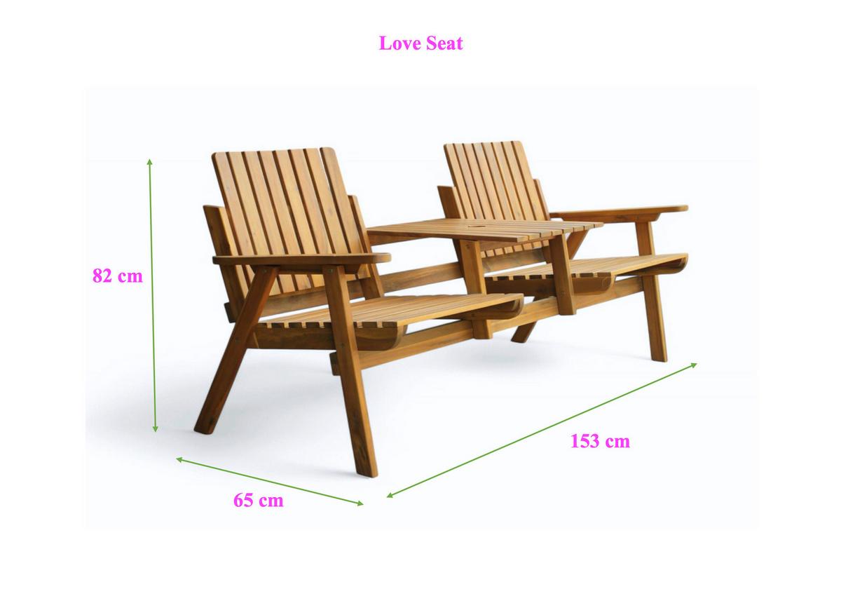 2-Sitzer mit Tisch 2-SITZER TISCH 153X65X82CM - Akaziefarben, Basics, Holz (153/65/82cm) - Prestige Home