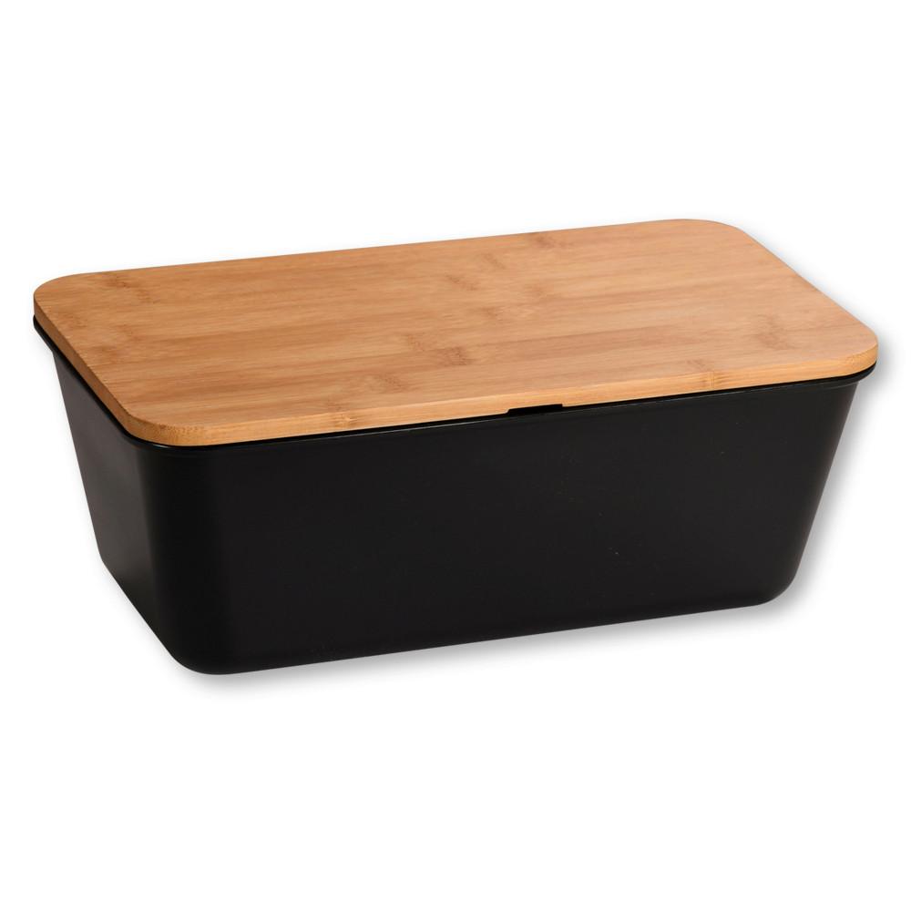 Brotbox Schwarz, Hellbraun L: 36 cm - Hellbraun/Schwarz, Basics, Naturmaterialien/Kunststoff (36/21/17.5cm) - Kesper