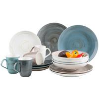 Kombiservice Derby Blau Grau Weiß Beige - Blau/Beige, Basics, Keramik (33/31,5/35cm) - Mäser