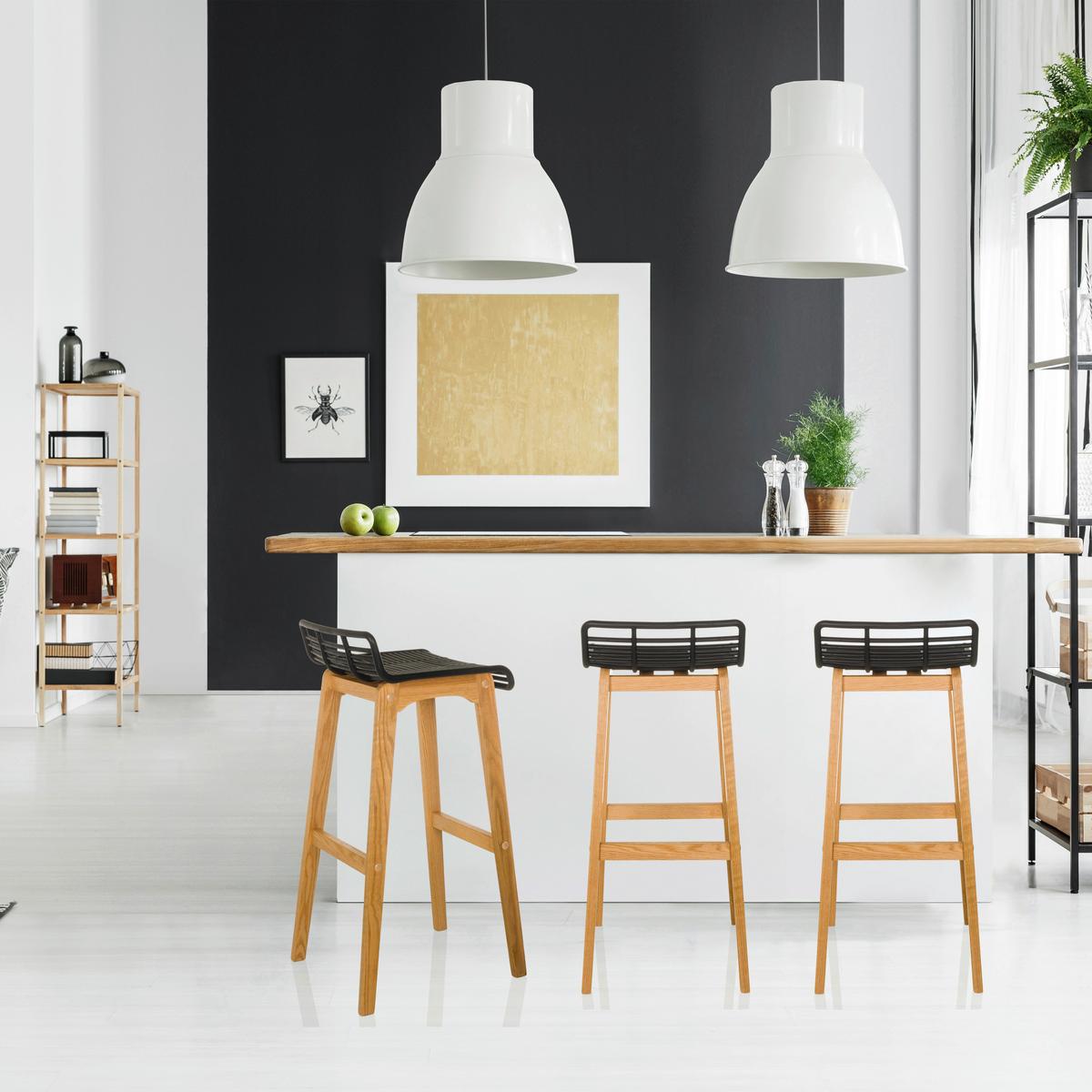 Barhocker Lonso W Schwarz/eichefarben B: 40 Cm - Eichefarben/Schwarz, MODERN, Holz/Kunststoff (40/88/46cm) - MID.YOU