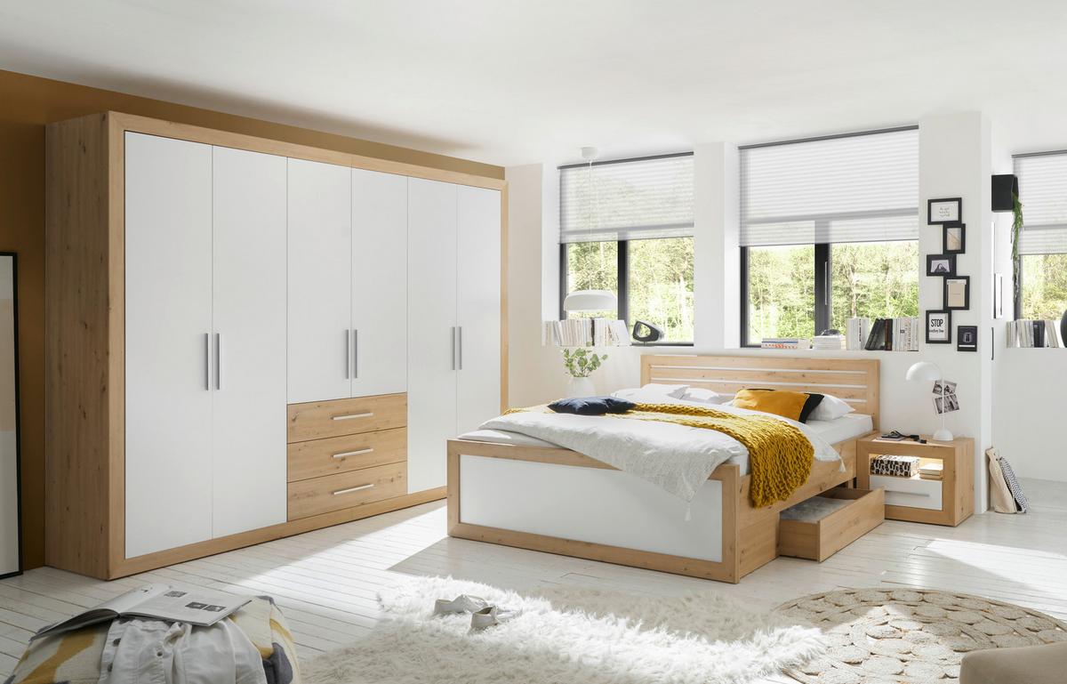 Drehtürenschrank+ Schubladen B 289cm Fernando, Eichef./Weiß - Eichefarben/Weiß, KONVENTIONELL (289/225/59cm) - MID.YOU