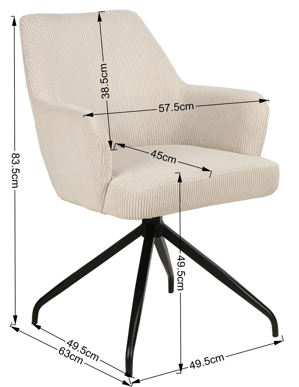 Armlehnstuhl-Set 2er Jeanette Kord Grau Beine: Holz Schwarz - Schwarz/Grau, MODERN, Holz/Textil (57/86/65cm) - MID.YOU