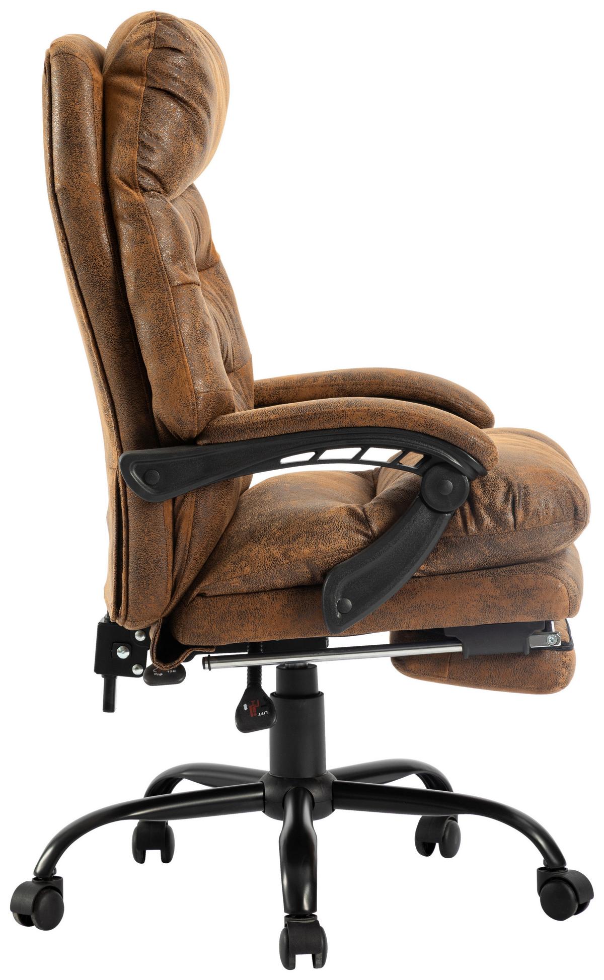 Drehstuhl Big Boss Braun/ Schwarz Bis 140 Kg - Schwarz/Braun, MODERN, Kunststoff/Textil (64/114-122/72cm) - MID.YOU
