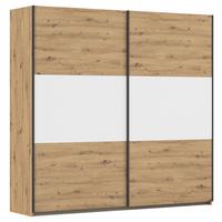 Schwebetürenschrank Neo Weiß Eiche Artisan Dekor - Alufarben/Weiß, MODERN, Holzwerkstoff (218/210/59cm) - Rauch Möbel