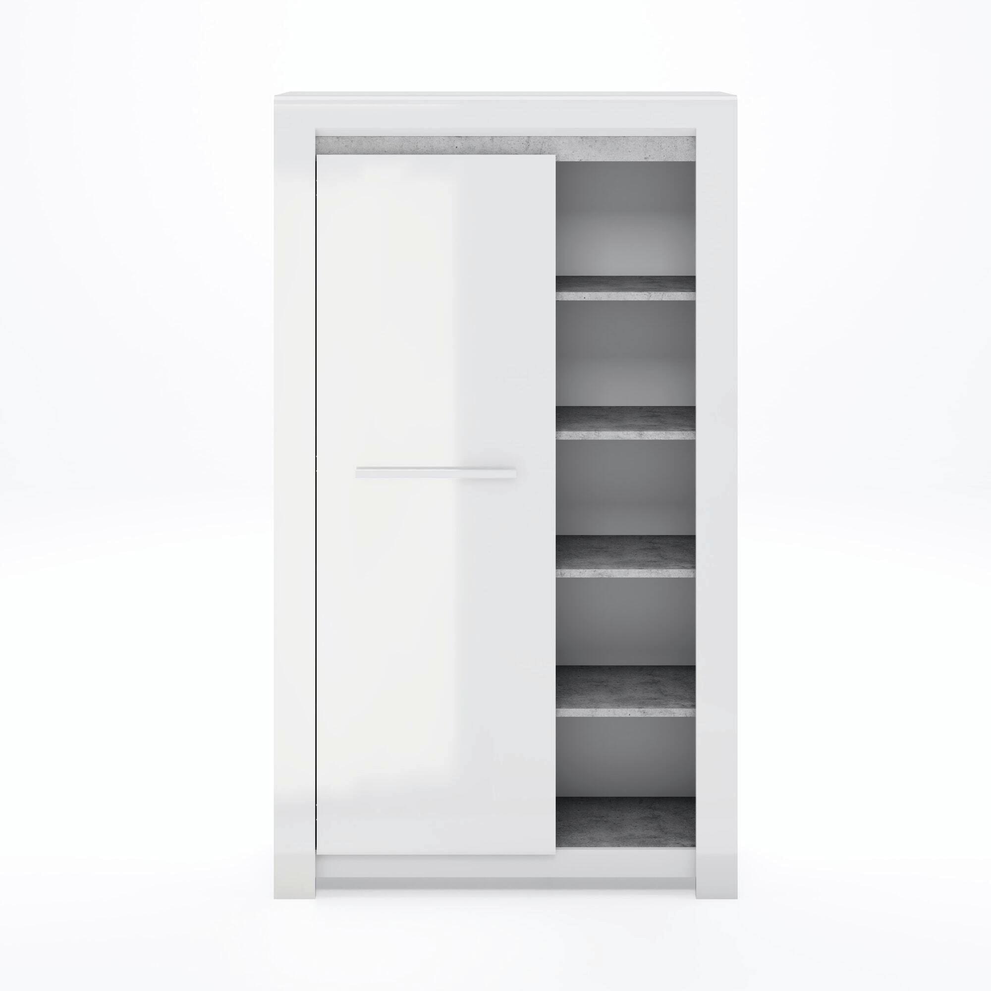 Regal mit Schrank Pegase 101 cm Grau/Weiß - Weiß/Grau, Basics, Holzwerkstoff (101/175/40cm) - MID.YOU