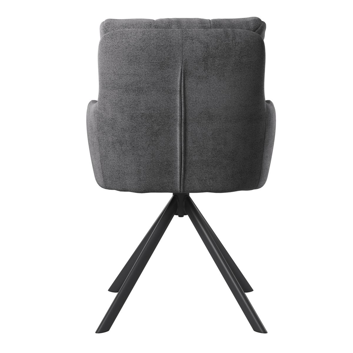 Armlehnstuhl Susan Dunkelgrau Schwarz/Sitzfläche 360°drehbar - Dunkelgrau/Schwarz, KONVENTIONELL, Holz/Textil (59/90/66cm)