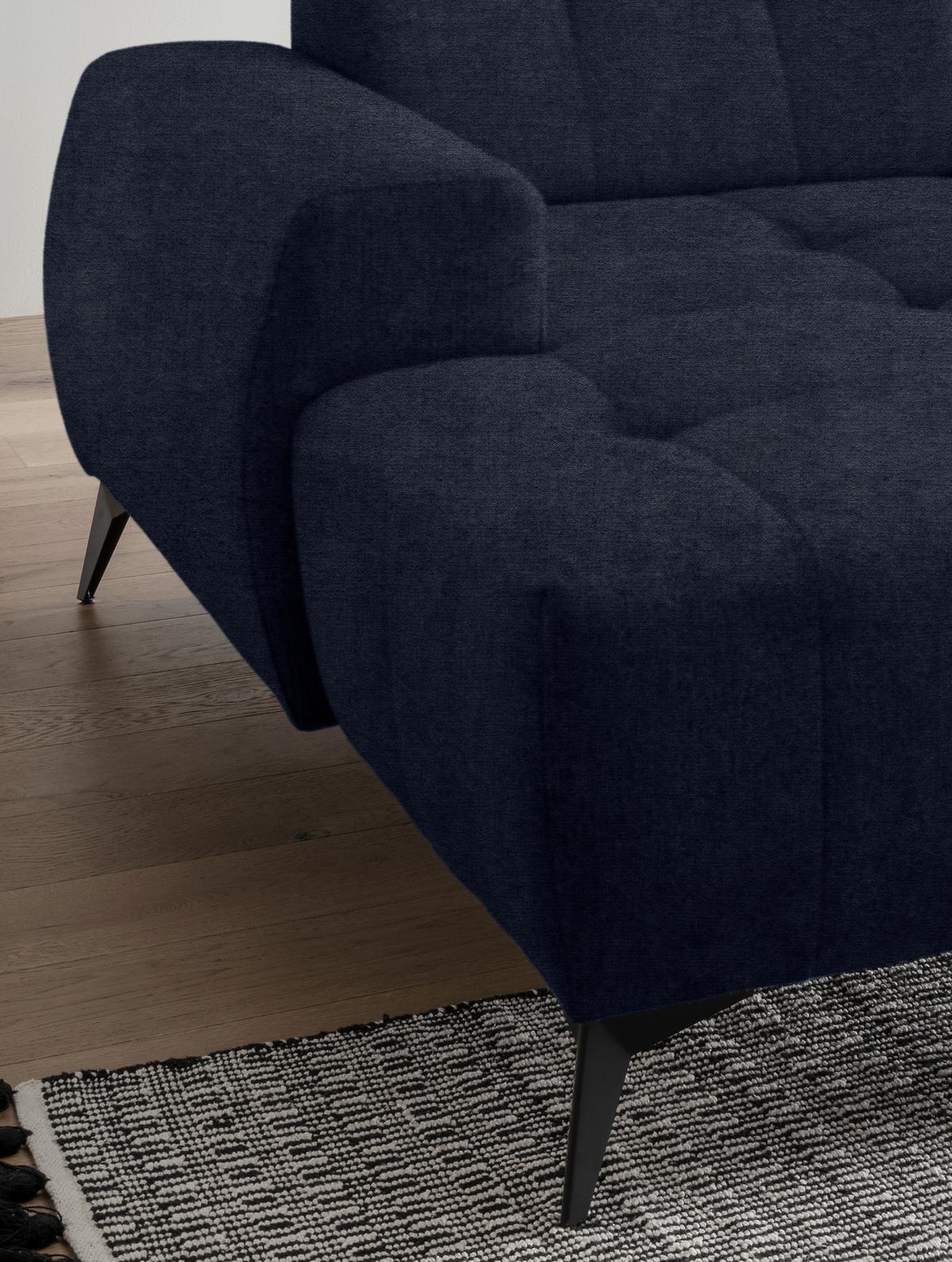 Ecksofa Mit Usb Anschluss Sano, Dunkelblau, S:180x258 Cm - Schwarz/Dunkelblau, MODERN, Textil (180/258cm) - Livetastic
