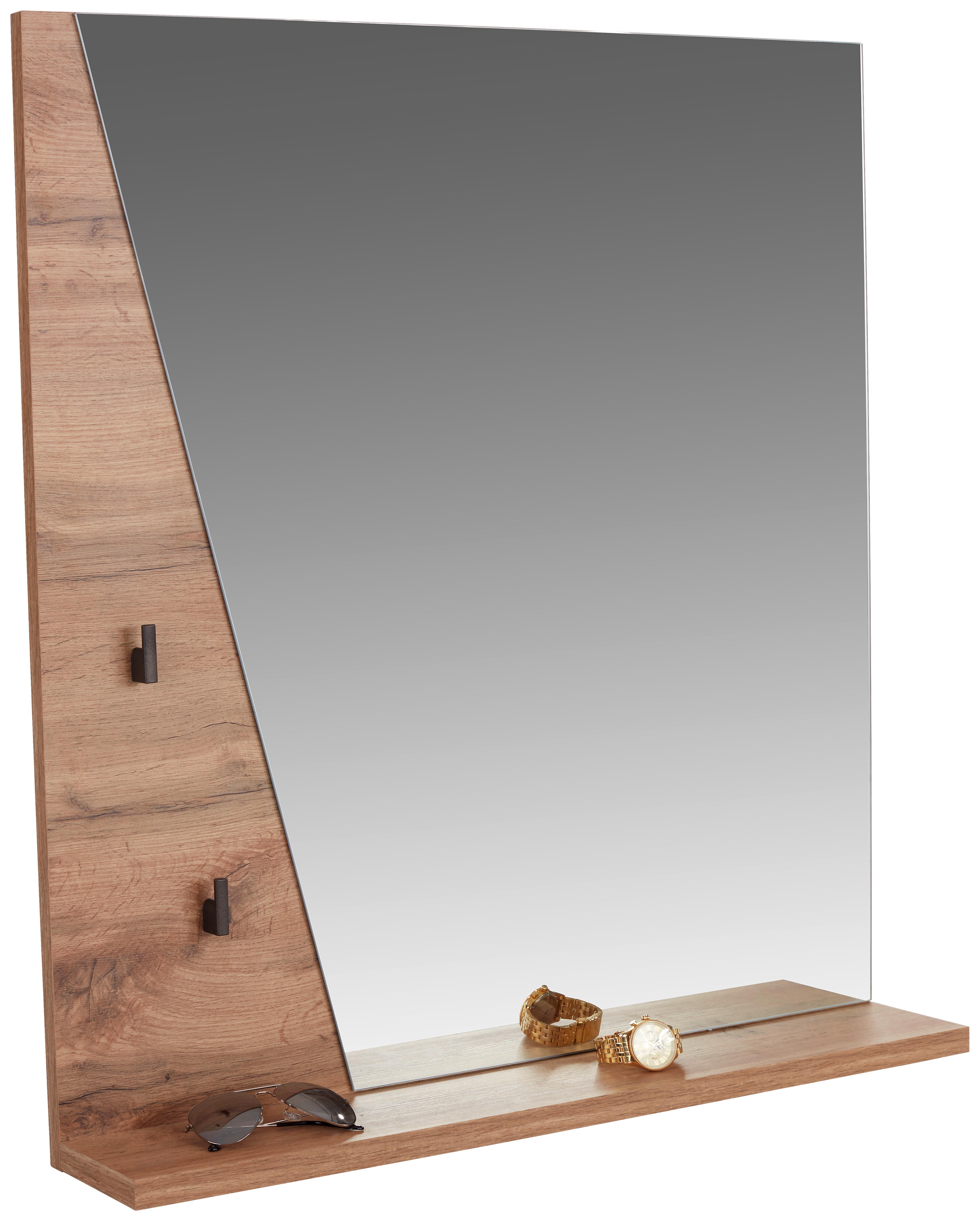 Spiegel Venedig 80x84 cm Eiche Dekor mit Ablage - Eichefarben, MODERN, Glas/Holzwerkstoff (80/84/12cm)