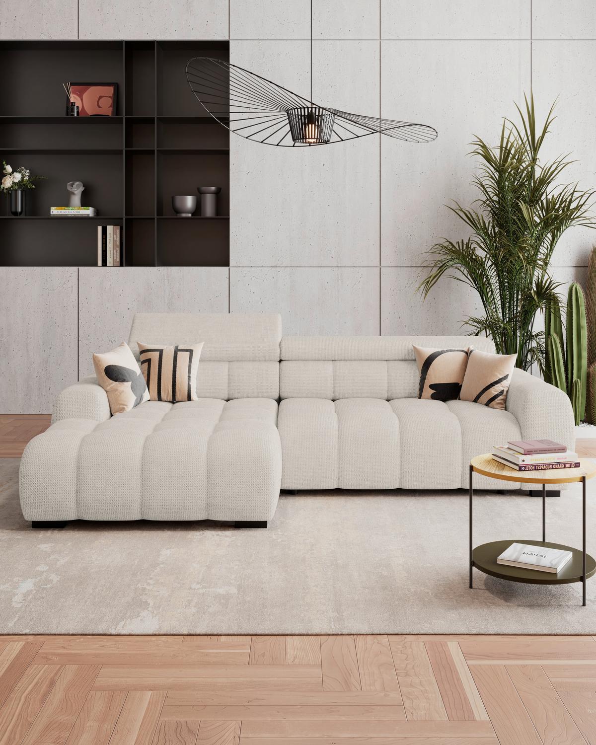 Ecksofa Fargo S Cremefaben, B: 168cm - Creme/Schwarz, Trend, Textil (168/285cm)