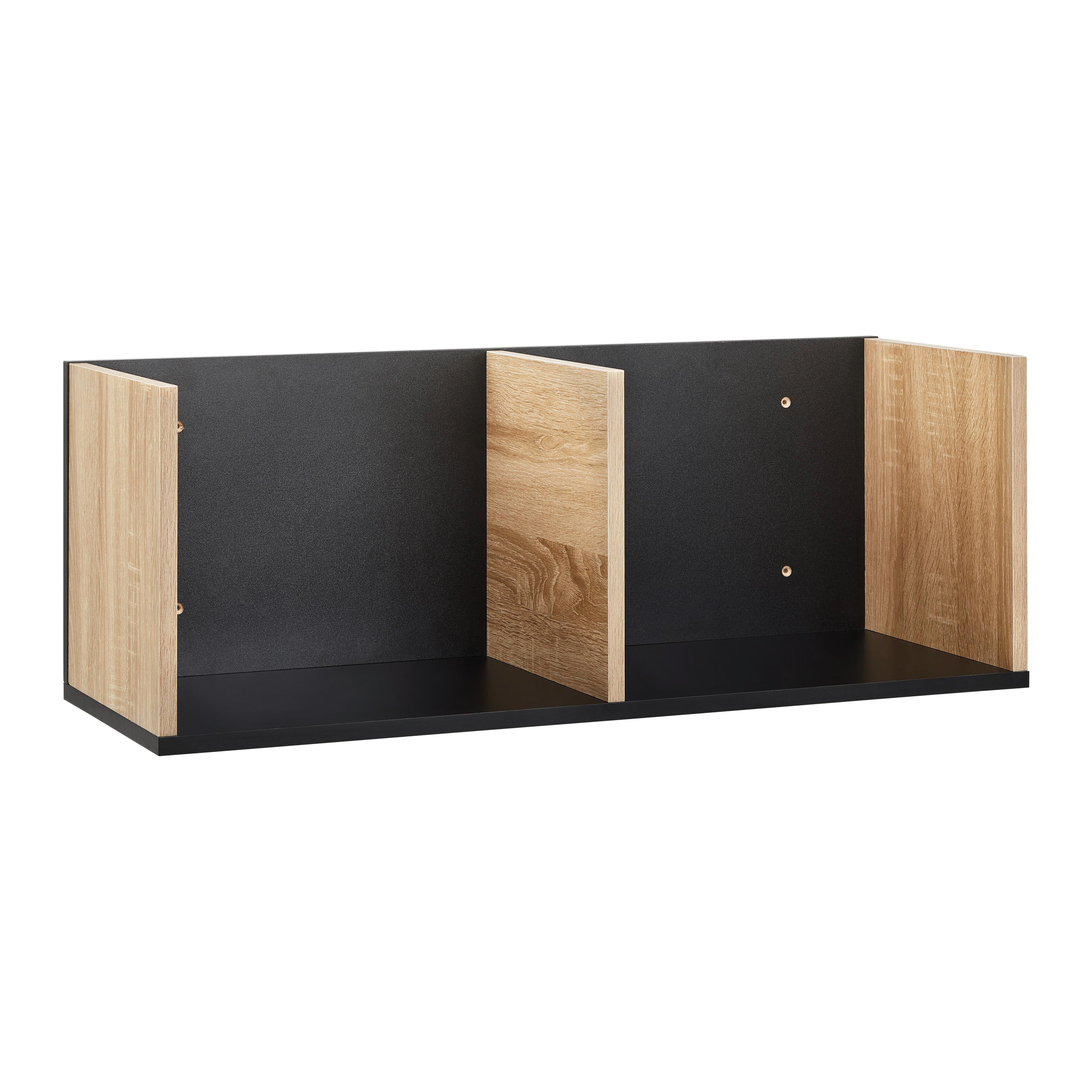 Nástěnný regál LORI - černá/přírodní barvy, Moderní (80/29,5/29,5cm) - Bessagi Home