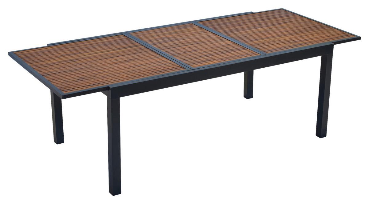 Gartentisch ausziehbar Paxos Akazienholz/Metall L 180-240cm - Graphitfarben/Naturfarben, MODERN, Holz/Metall (180-240/100/75cm) - Gardenson