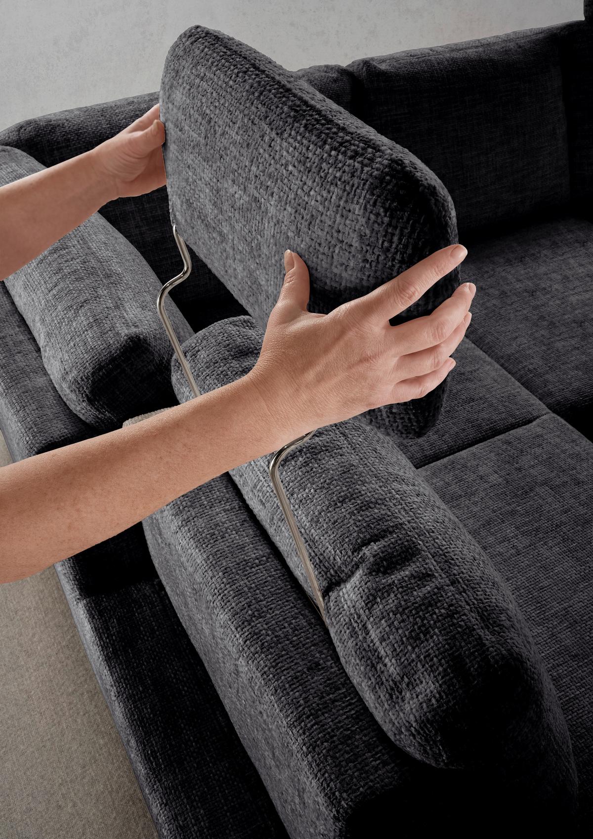 Eckschlafsofa Positano Schwarz S: 206x265 Cm - Wildeiche/Schwarz, MODERN, Textil (206/265cm) - Livetastic