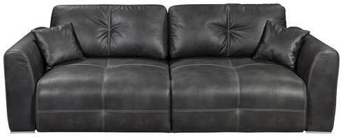 Schlafsofa Dolan Lux.3Dl Anthrazit - Hellbraun/Chromfarben, MODERN, Textil (245/85/115cm) - Livetastic
