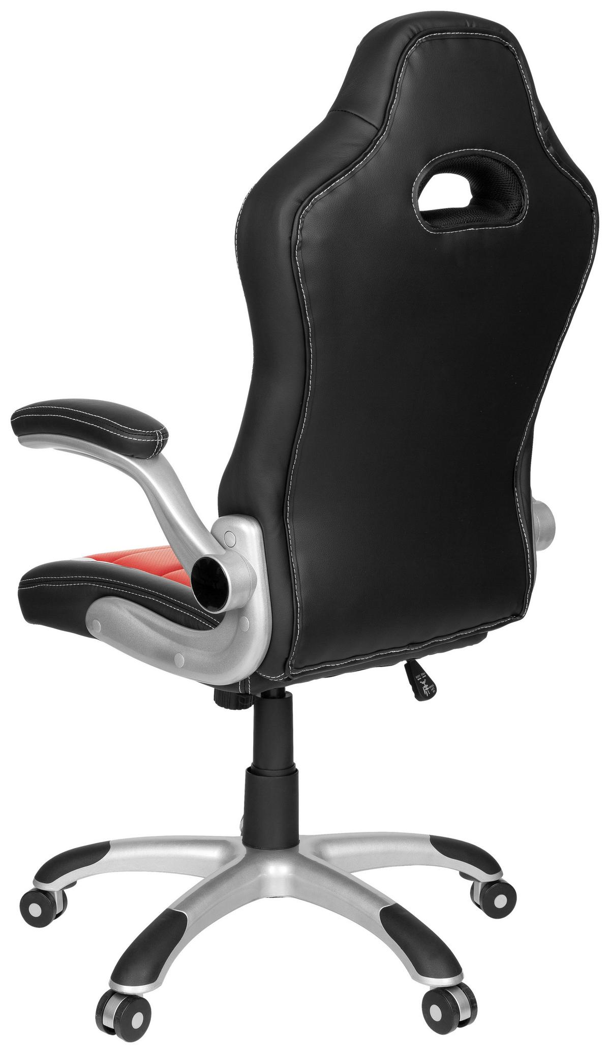 Gamingstuhl Game Sport Rot/schwarz/weiß - Rot/Silberfarben, MODERN, Kunststoff/Textil (64/118/57cm) - MID.YOU